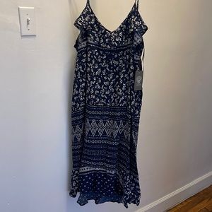 NEW! Vince Camuto Thin Straps Floral Tribal Maxi Dress Navy Blue & White Size: L